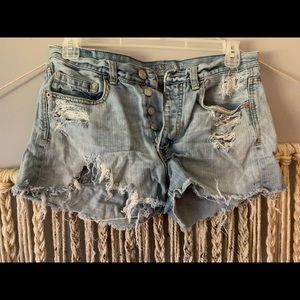 High Waisted Distressed Jean Shorts